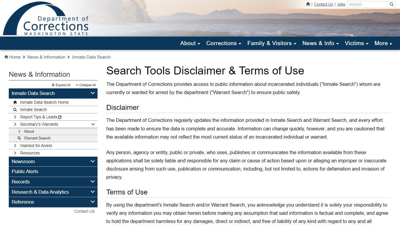 Search Tools Disclaimer & Terms of Use